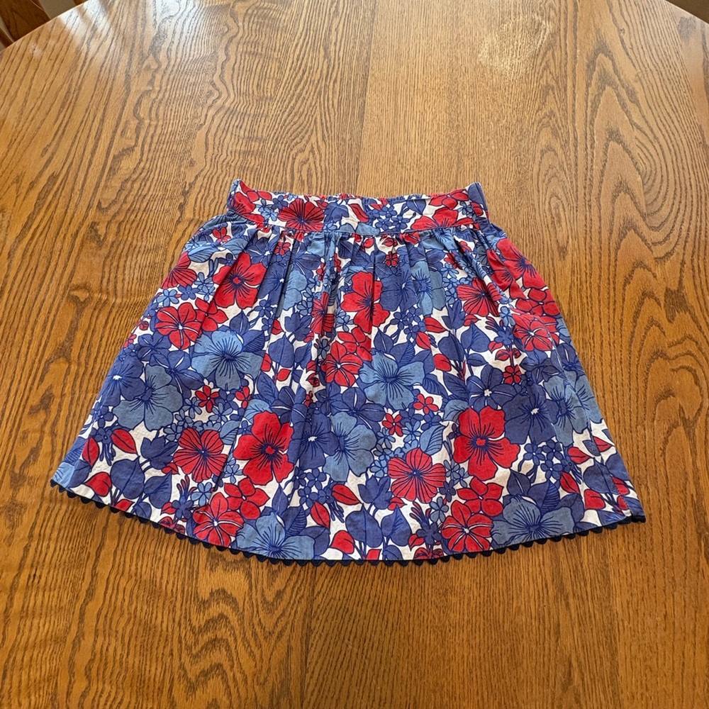 Kayce Hughes red white blue floral girls skirt pockets Size 7